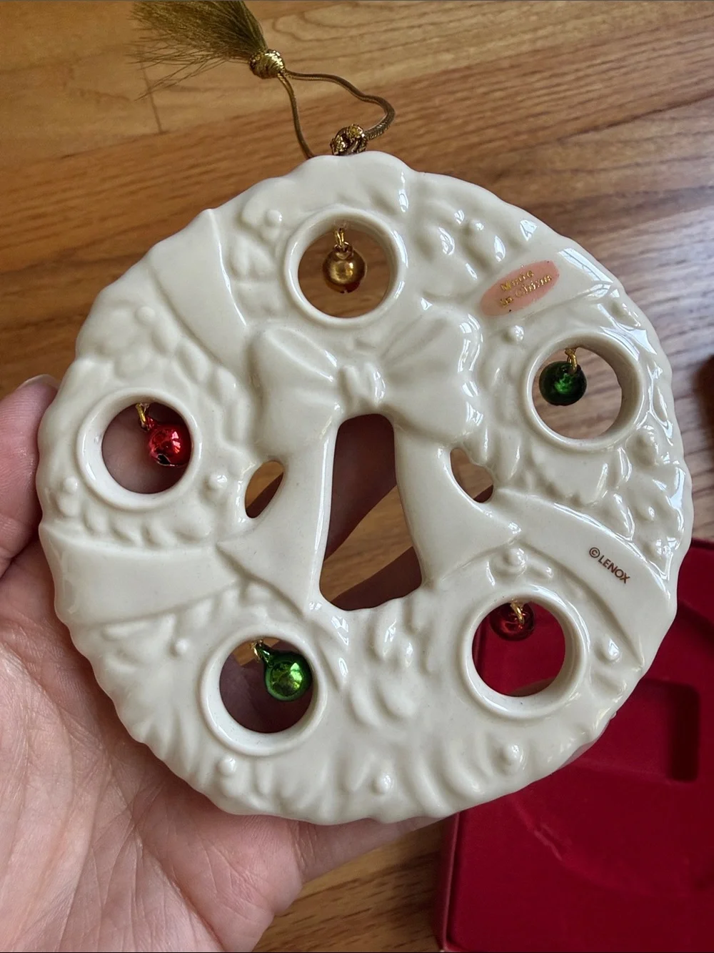 Lenox 2012 Jolly Jingle Bell Wreath porcelain Christmas ornament new in box